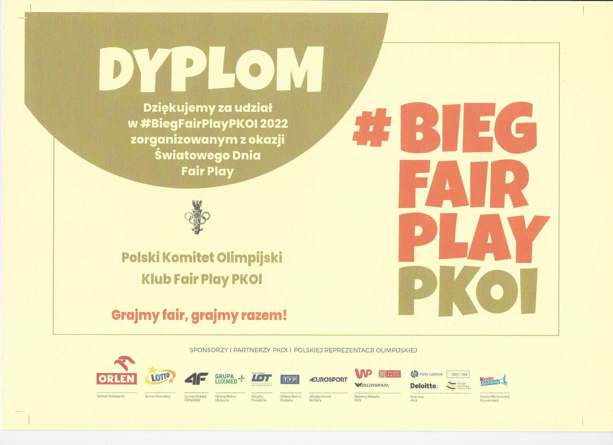 Dyplom #BiegFairPlayPKOl
