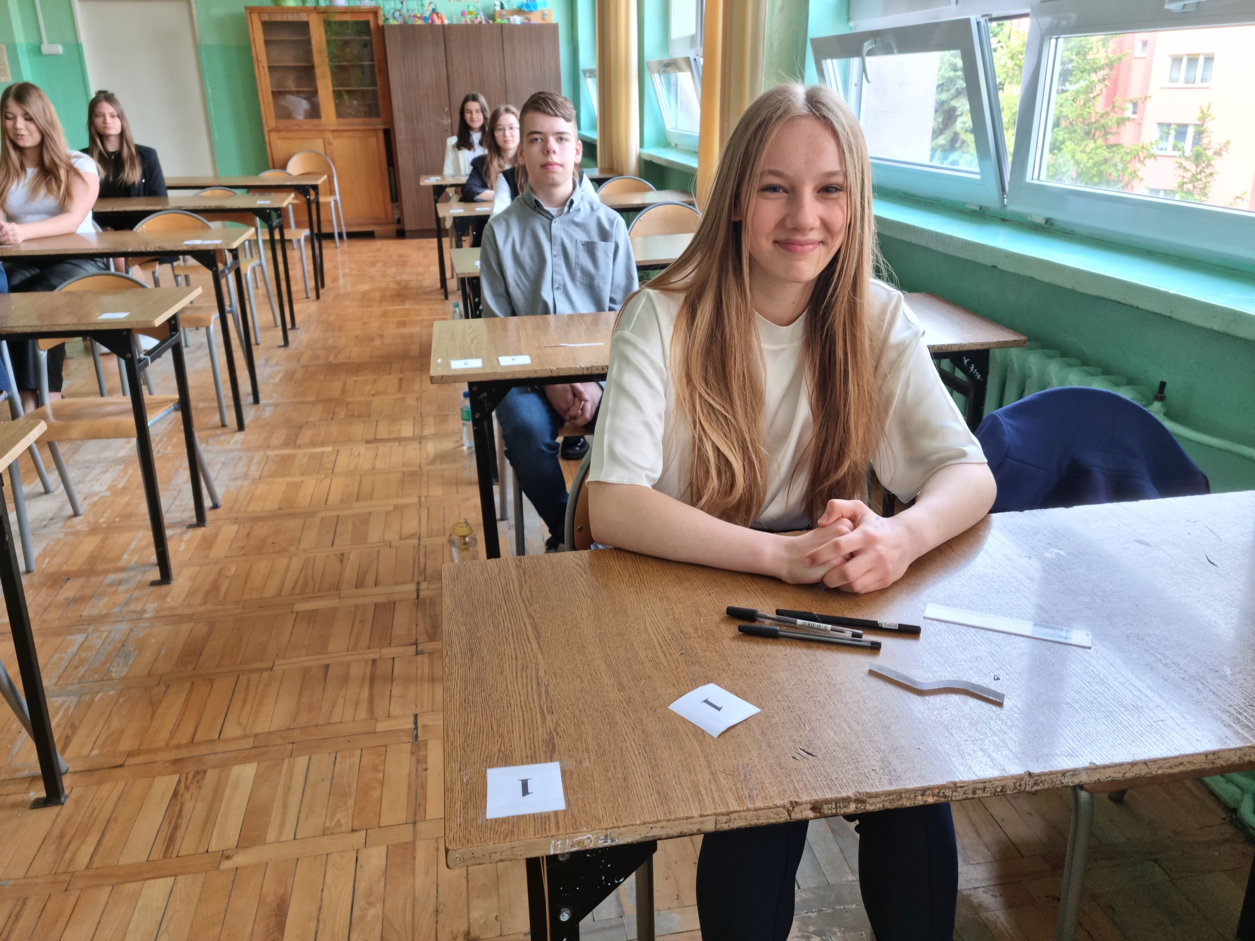 Uczniowie podczas egzaminu klas ósmych