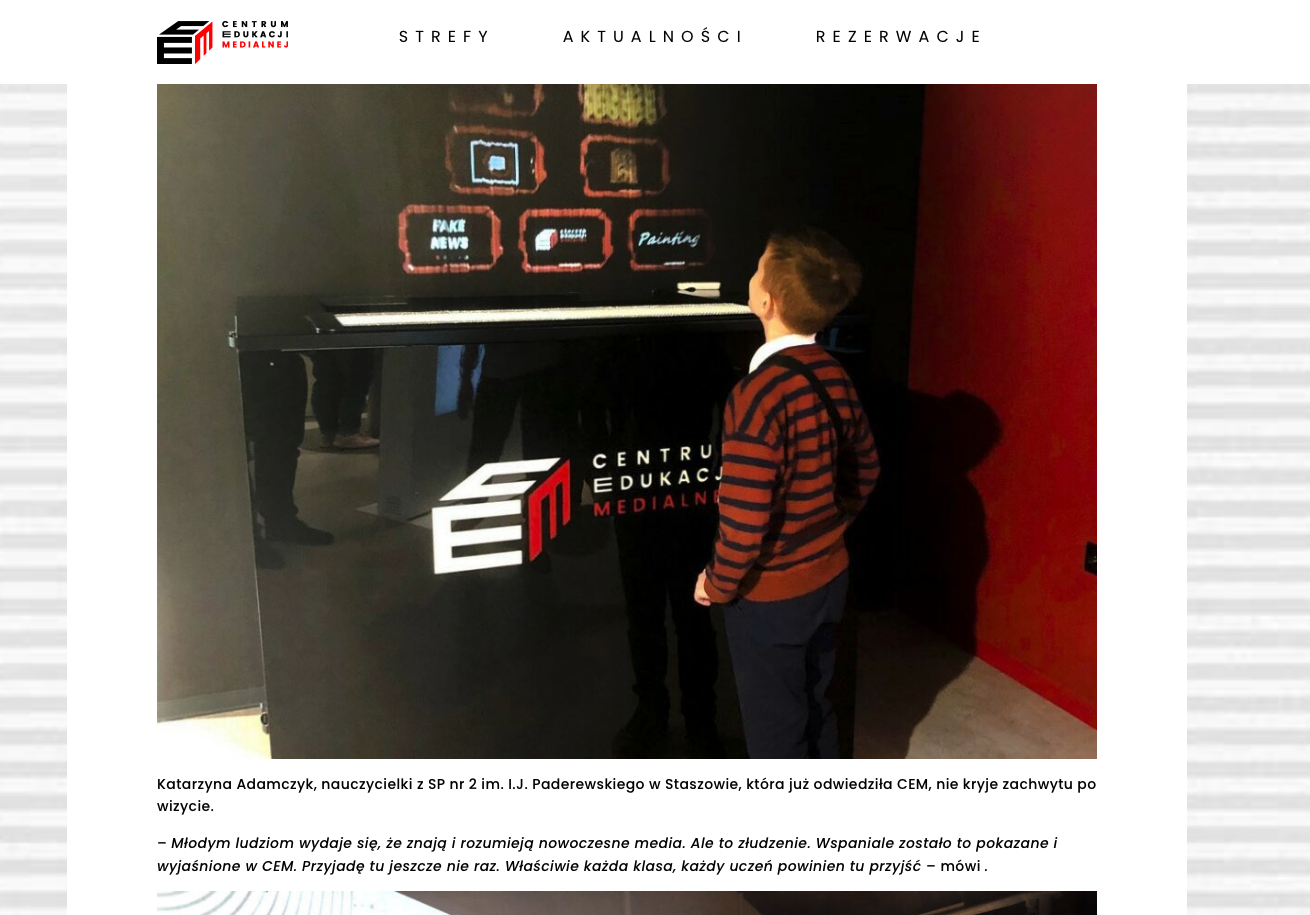 Informacja o naszej szkole na stronie CEM